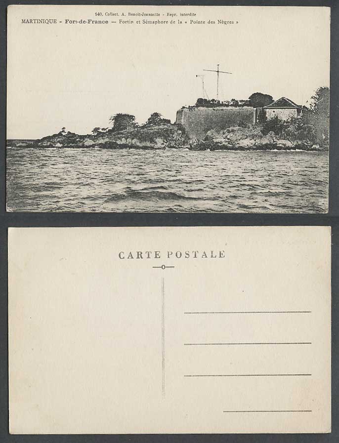 Martinique Old Postcard Fort-de-France Fortin et Semphore de la Pointe des Negre