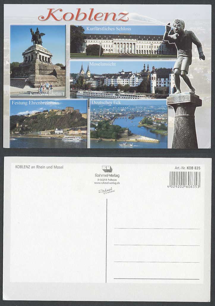 Germany Koblenz Postcard Kaiser-Wilhelm I. Kurfuerstliches Schloss, Moselansicht