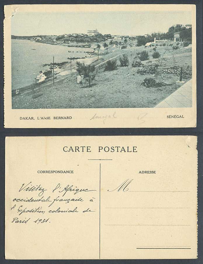 Senegal 1931 Old Postcard Dakar L'Anse Bernard, Panorama General View, Africa