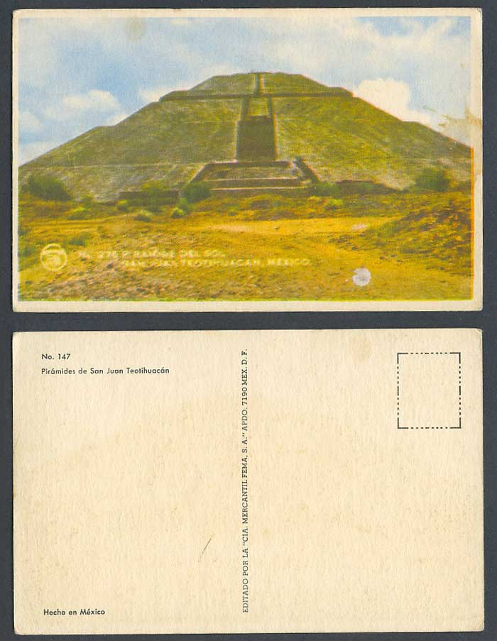 Mexico Old Colour Postcard Pyramid of Sun Piramides de San Juan Teotihuacan, Sol