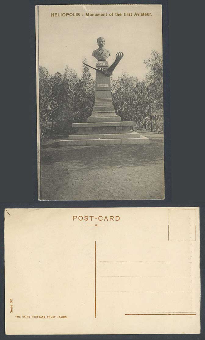 Egypt Old Postcard Heliopolis Monument of The First Aviateur Aviator Statue 601