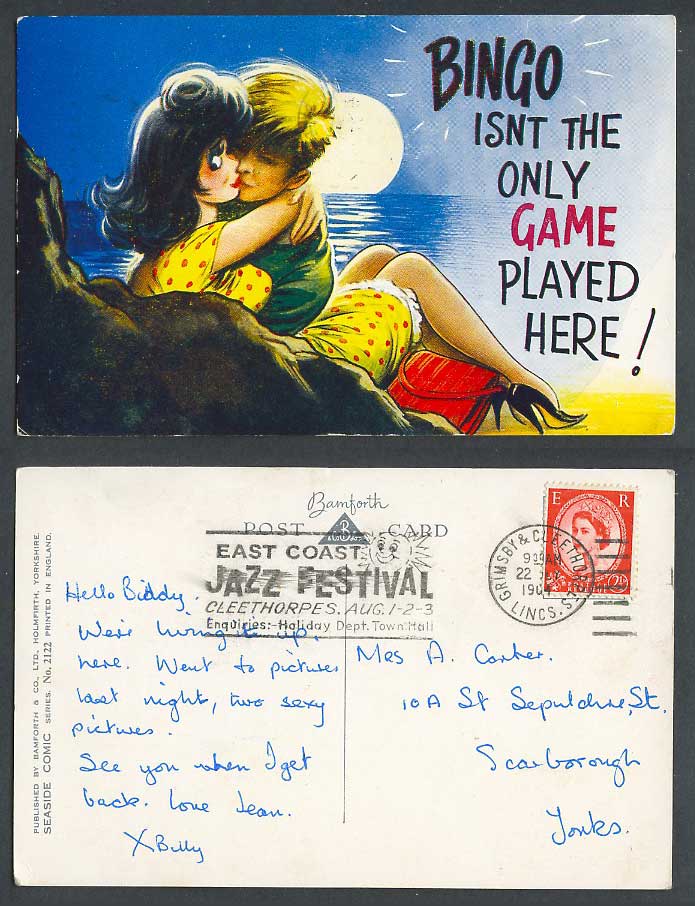 Bingo Isn't the only game played here! Kiss Moon 1964 Old Postcard Jazz Festival