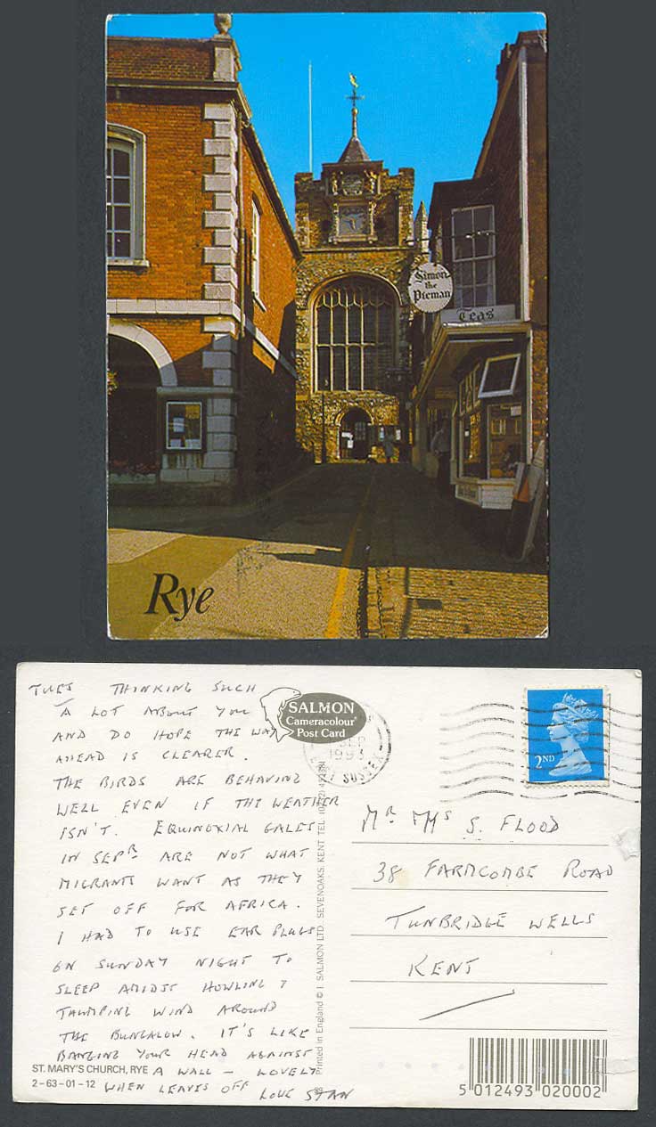 Rye, St. Mary's Church, Clock Tower, Street Scene, Shops, Sussex Larger Postcard