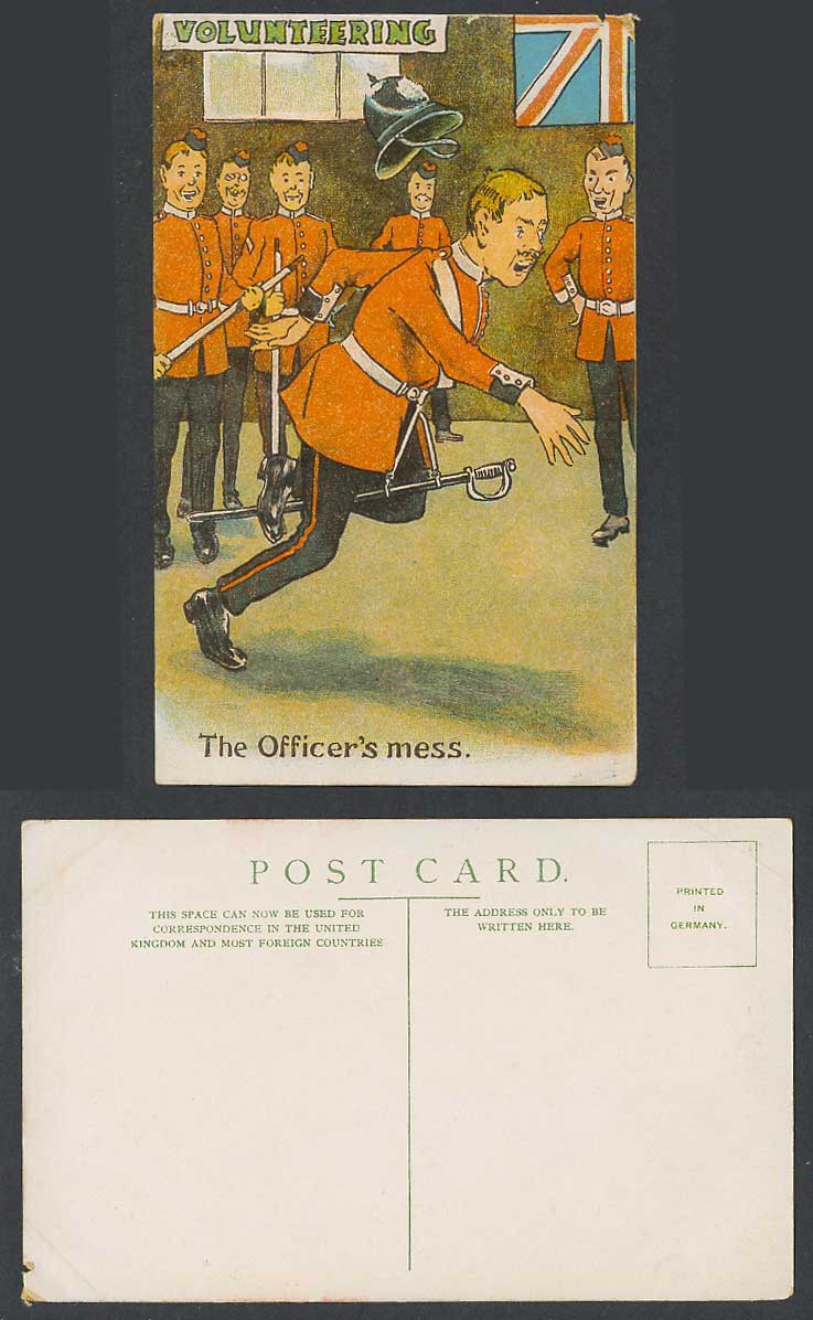 Volunteering The Officer's Mess Soldiers Guards Swords British Flag Old Postcard