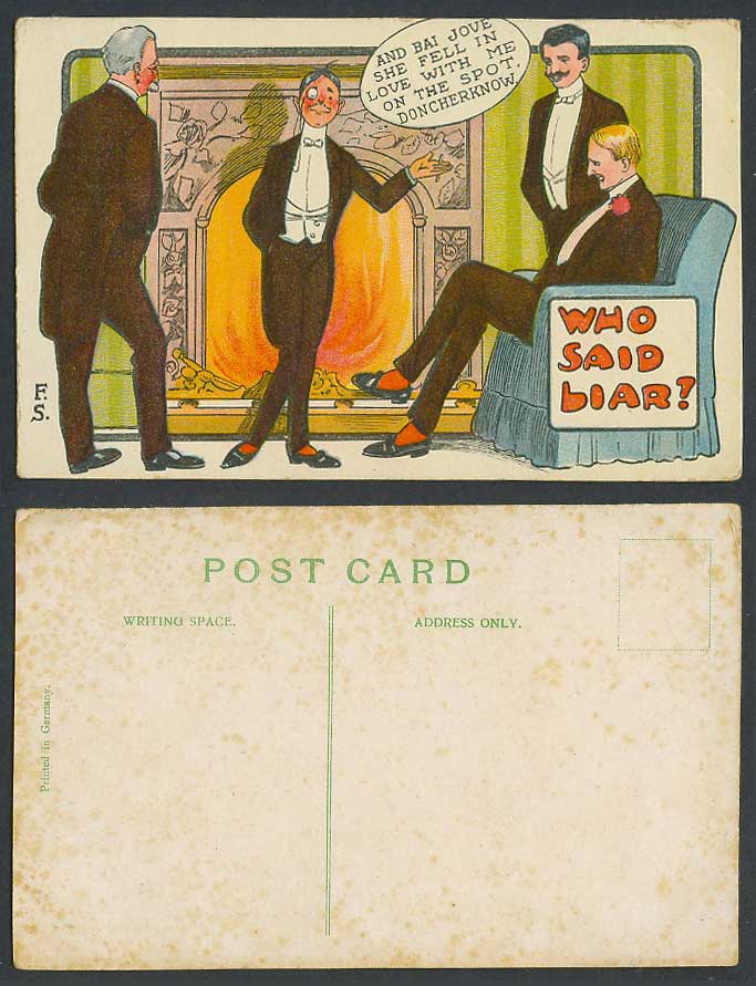 F.S. Who Said Liar? & Bai Jove she fell in love with me on the spot Old Postcard
