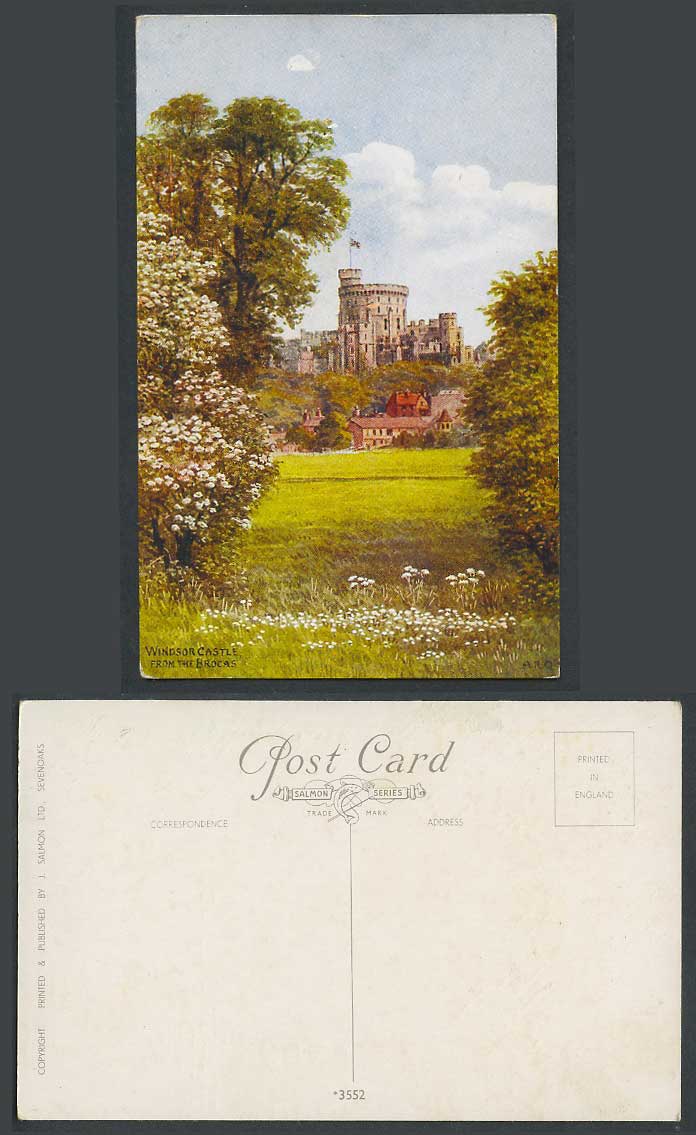 A.R. Quinton Old Postcard Windsor Castle from The Brocas, Berkshire A.R.Q. 3552