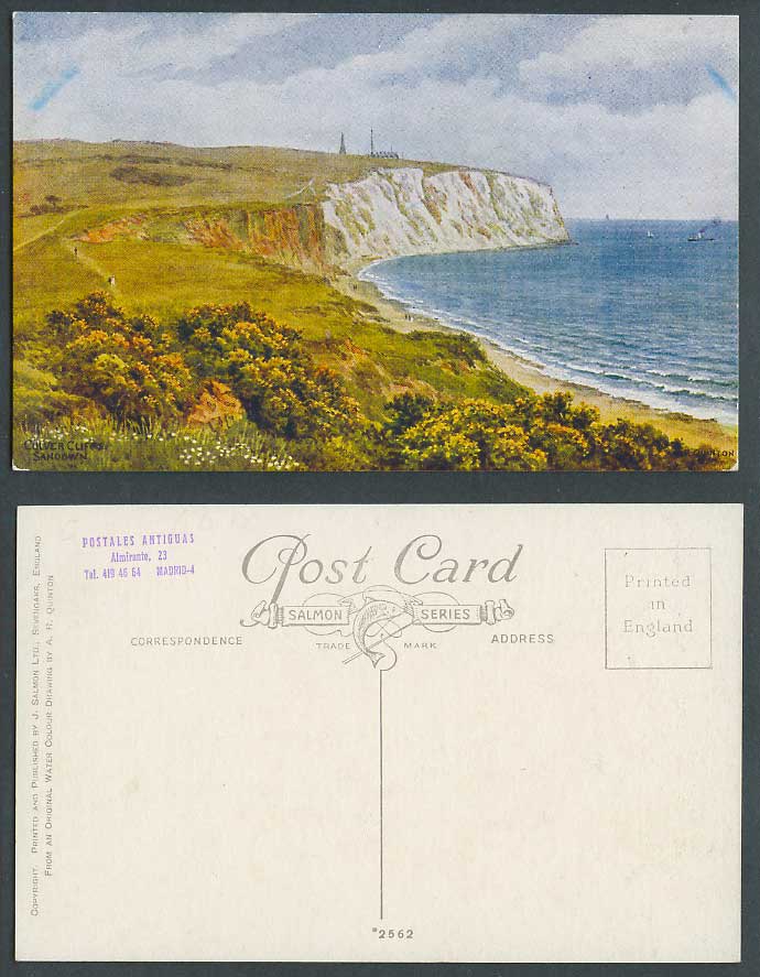 A.R. Quinton Old Postcard Culver Cliffs Sandown Beach Seaside Isle of Wight 2562