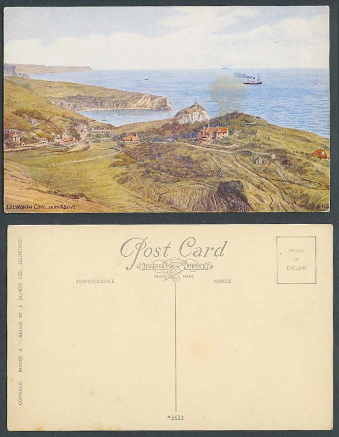 A.R. Quinton Old Postcard Lulworth Cove from Above Dorset Panorama Panorama 3623