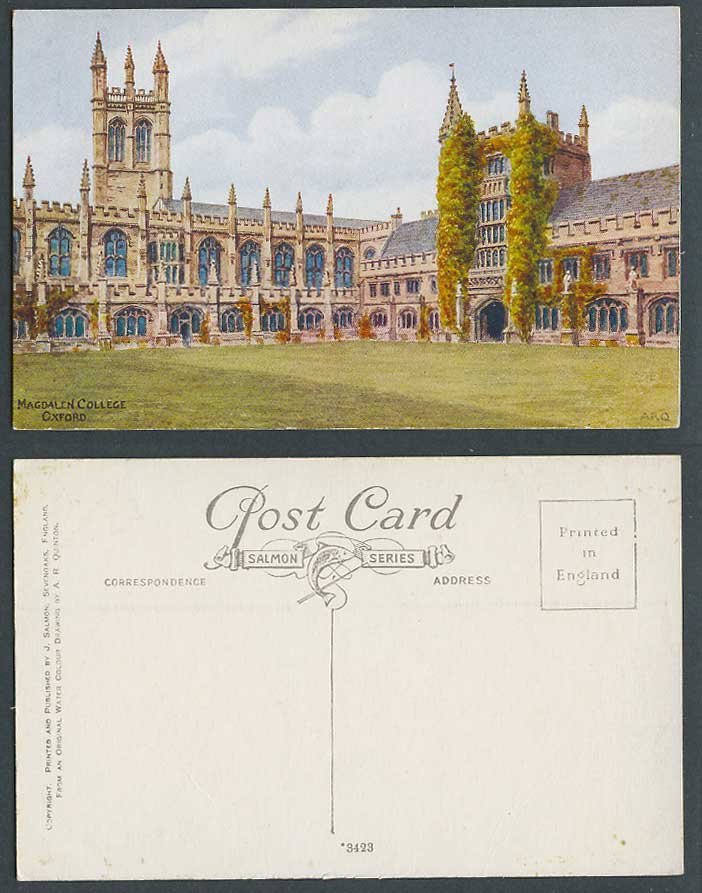 A.R. Quinton Old Postcard Oxford Magdalen College, School, Oxfordshire ARQ 3423