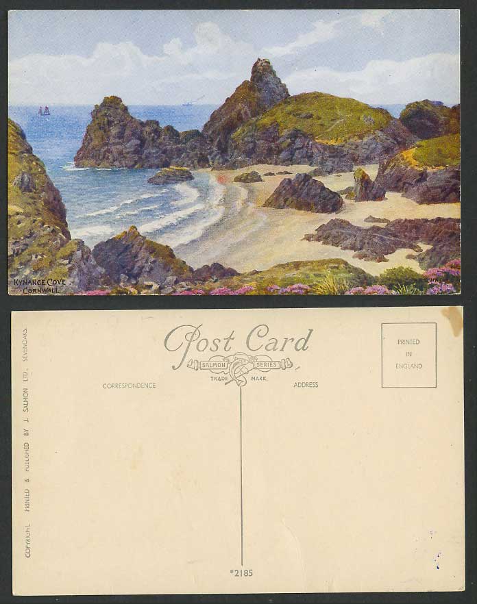 AR Quinton Old Postcard Kynance Cove Cornwall, Beach Rocks Seaside Panorama 2185