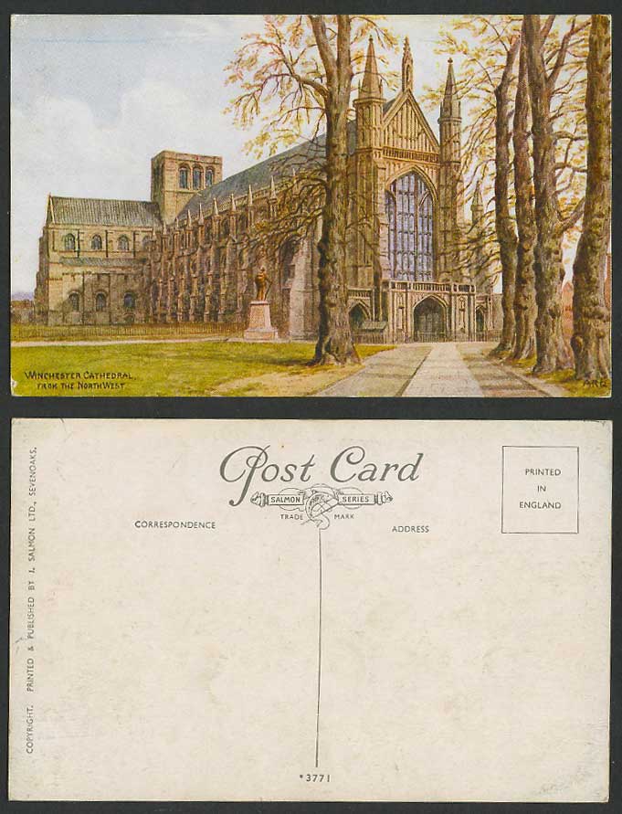 AR Quinton Old Postcard Winchester Cathedral from The North West, Hampshire 3771