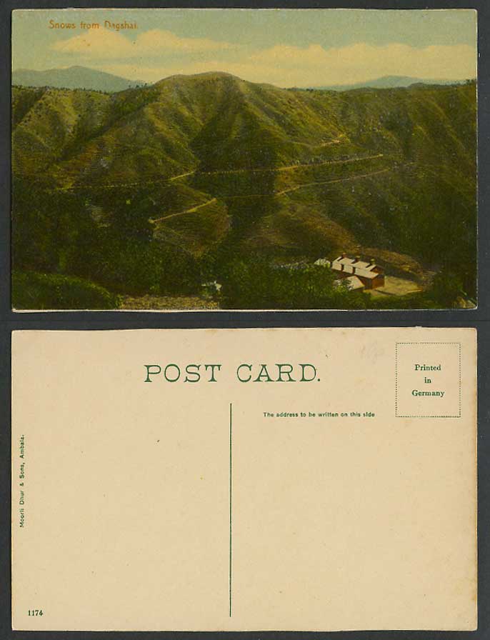 India Old Colour Postcard Snows from DAGSHAI Mountain Roads Panorama Moorli 1174