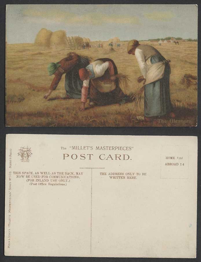 The Gleaners, JF MILLET Masterpiece, Louvre Museum Old Postcard Art Artist Drawn