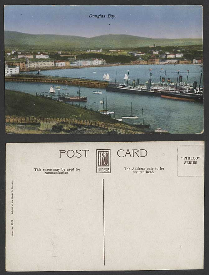 Isle of Man Old Colour Postcard Douglas Bay, Harbour, Yachts Steamers Steam Ship