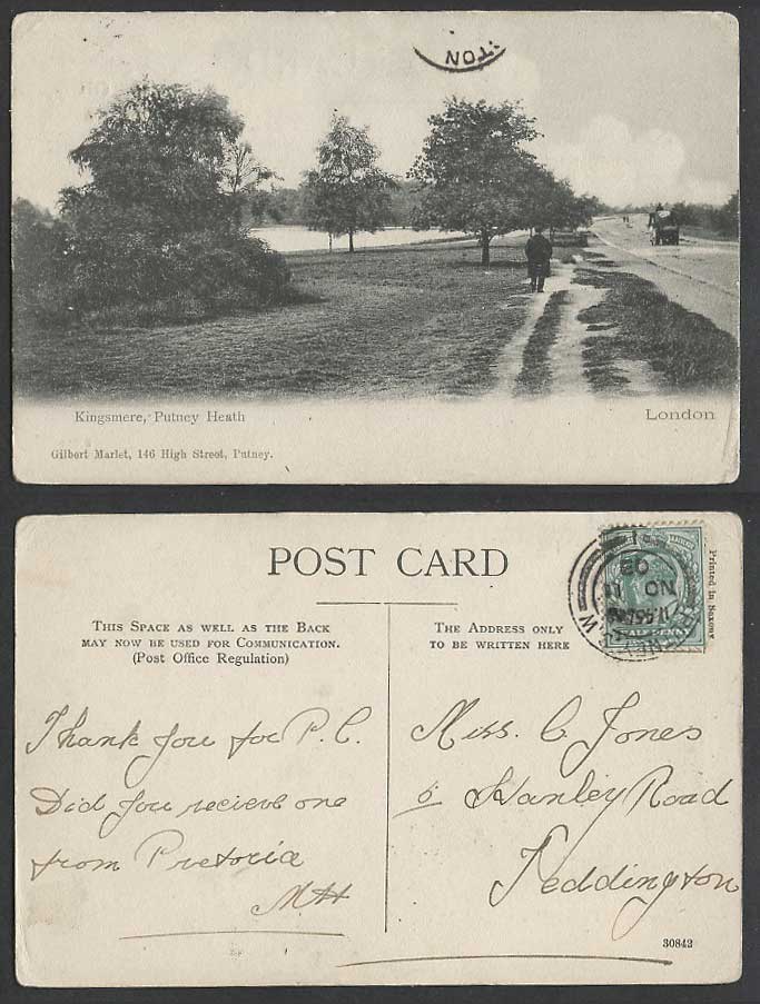 London 1903 Old Postcard Putney Heath Kingsmere Street Scene, Gilbert Marlet 146