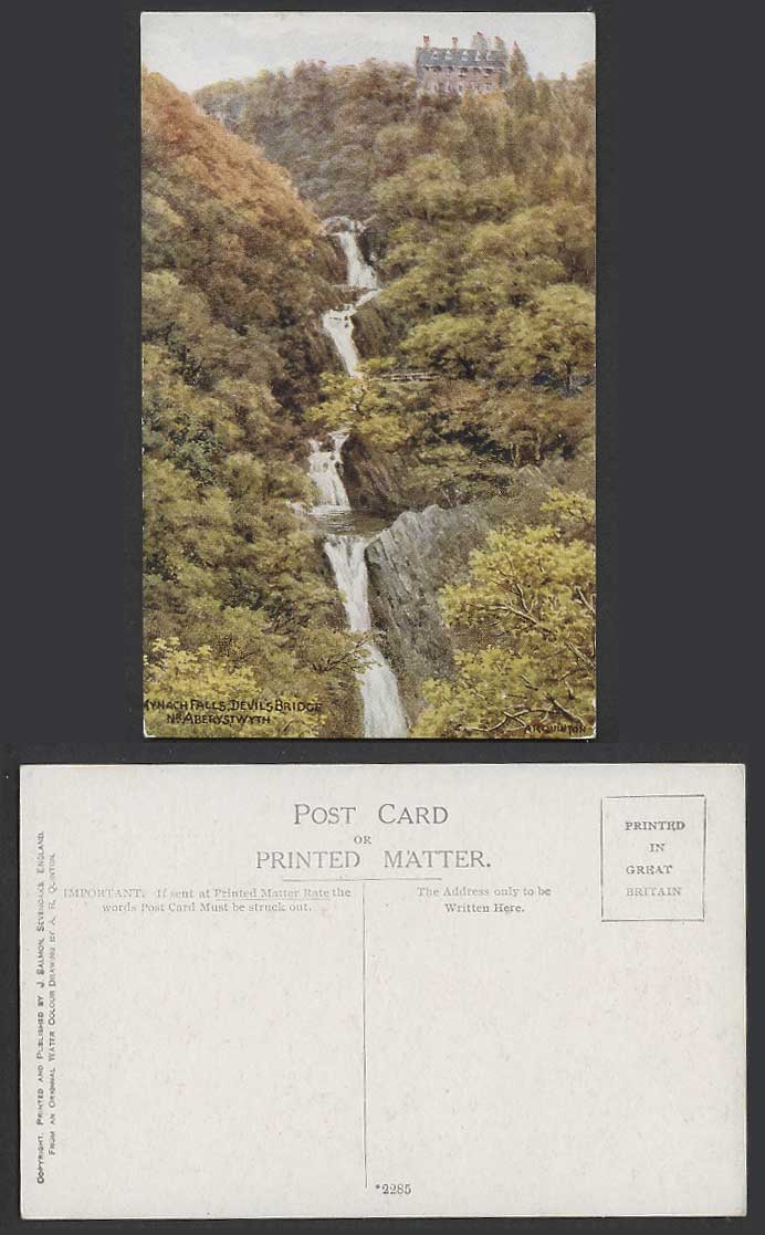 A.R. Quinton Old Postcard Mynach Falls Devil's Bridge nr. Aberystwyth Wales 2285
