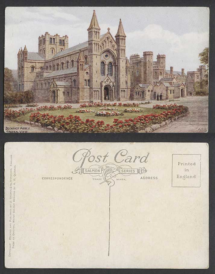 A.R. Quinton Old Postcard Buckfast Abbey General View, Gardens, Devon ARQ A.R.Q.