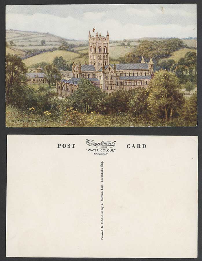 A.R. Quinton Old Postcard Buckfast Abbey North East, Devon General View Panorama