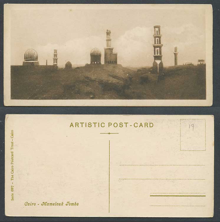 Egypt 1918 Old Postcard Cairo Mamelouks Tombs Tomb Tombeaux Caire Bookmark Style