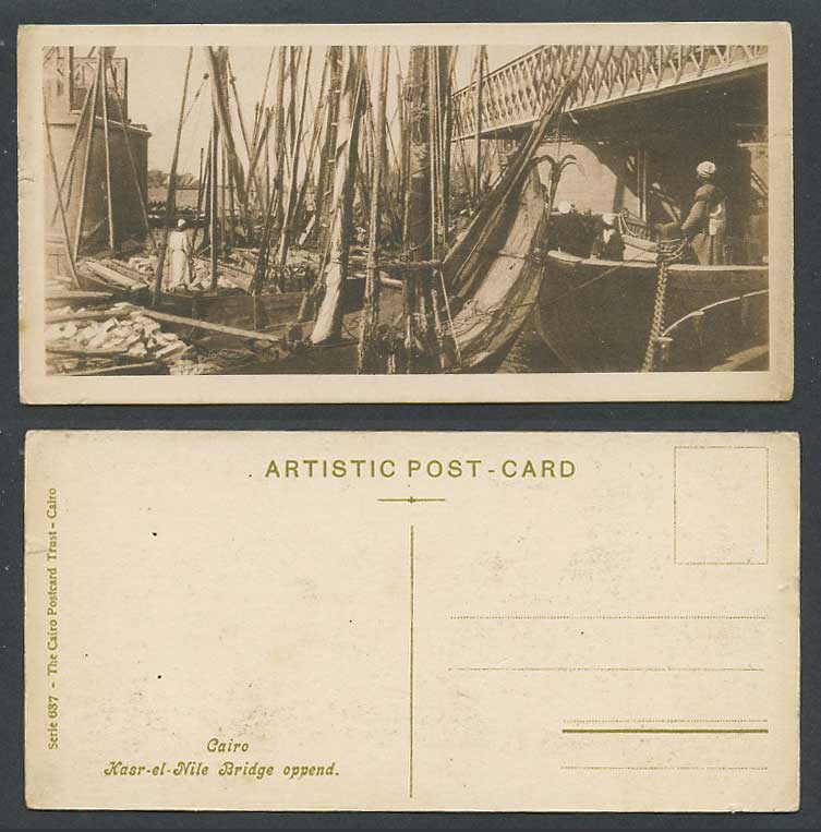 Egypt 1918 Old Postcard Cairo Kasr-el-Nile Bridge Opened, Native Boats, Bookmark