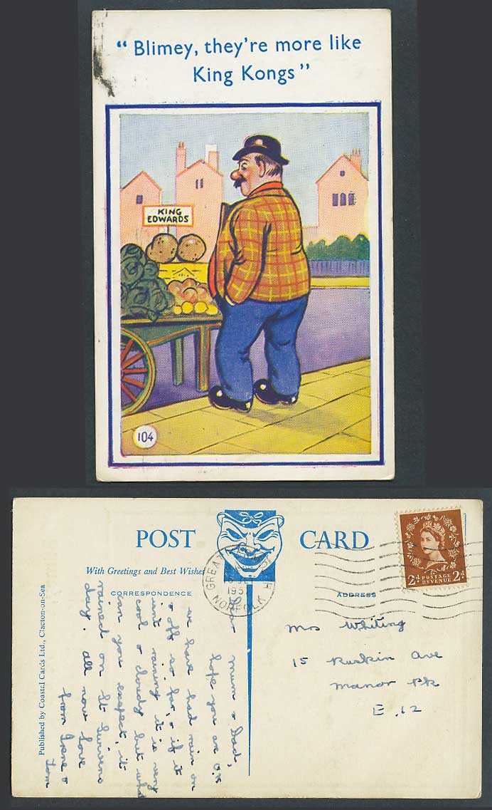 Blimey, they're more like King Kongs King Edwards Potatoes Veg 1957 Old Postcard