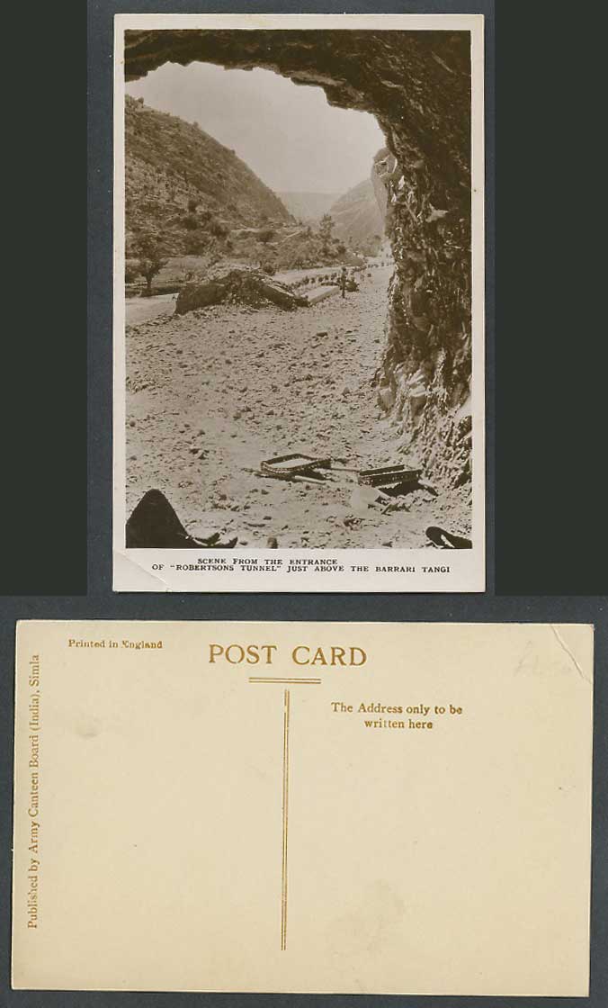 India Old Real Photo Postcard Entrance of Robertsons Tunnel above Barrari Tangi