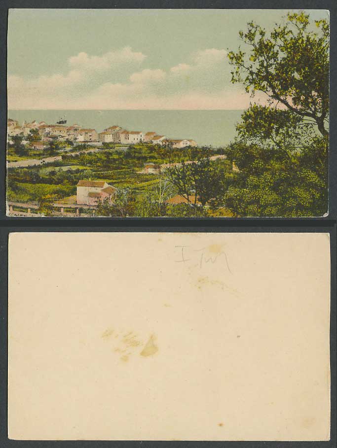 Greece Old Colour Postcard Greek Houses and Street Seaside Panorama Corfou Corfu