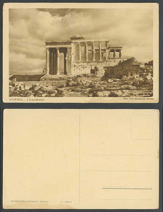Greece Old Postcard Athenes Athens, L'Erechtheion Greek Erechtheion Temple Ruins