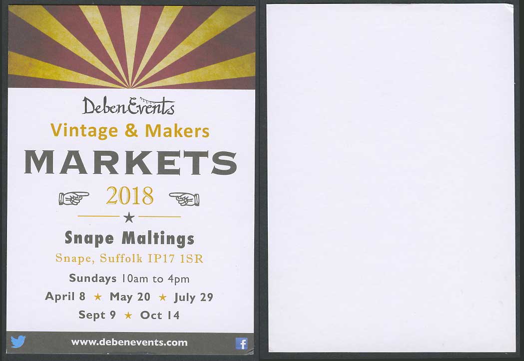 Deben Events Vintage & Makers Market Shape Maltings Suffolk Advertising Postcard