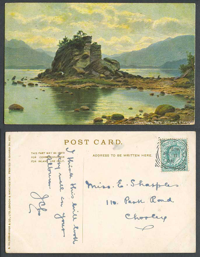 Ireland 1905 Old Postcard Colleen Bawn Rock Killarney E Longstaffe Artist Signed