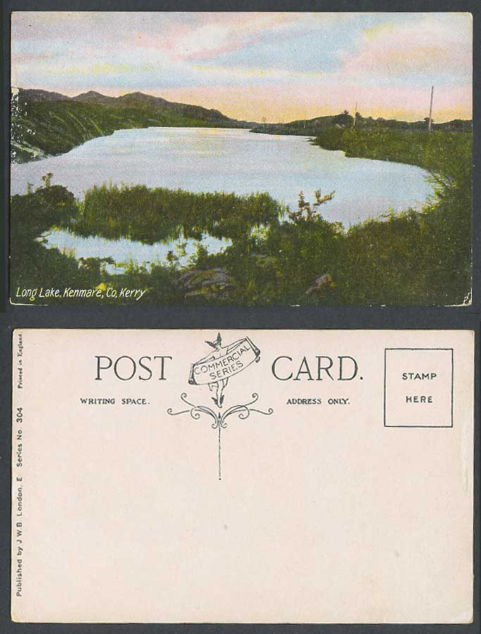 Ireland Old Colour Postcard Long Lake, Kenmare, Hills, Irish Panorama Co. Kerry