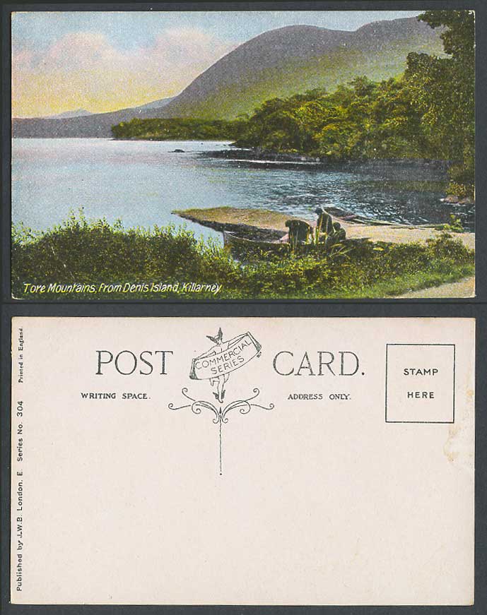 Ireland Old Colour Postcard Tore Mountains from Denis Island Killarney Co. Kerry