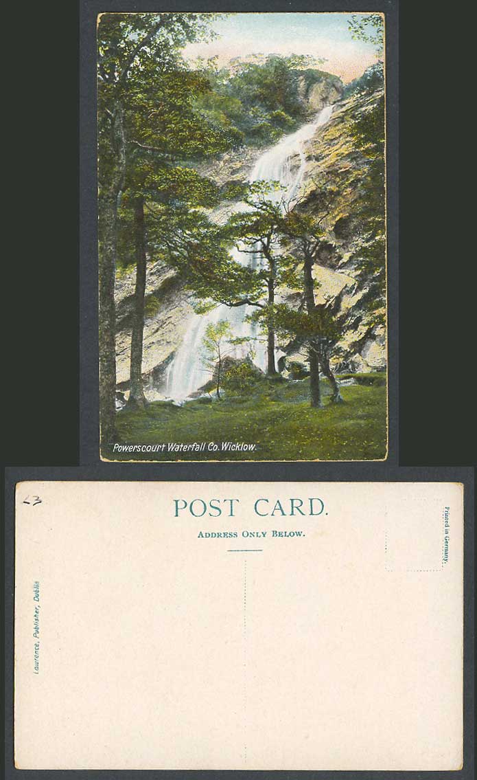 Ireland Old Irish Colour Postcard Powerscourt Waterfall Water Fall Trees Wicklow
