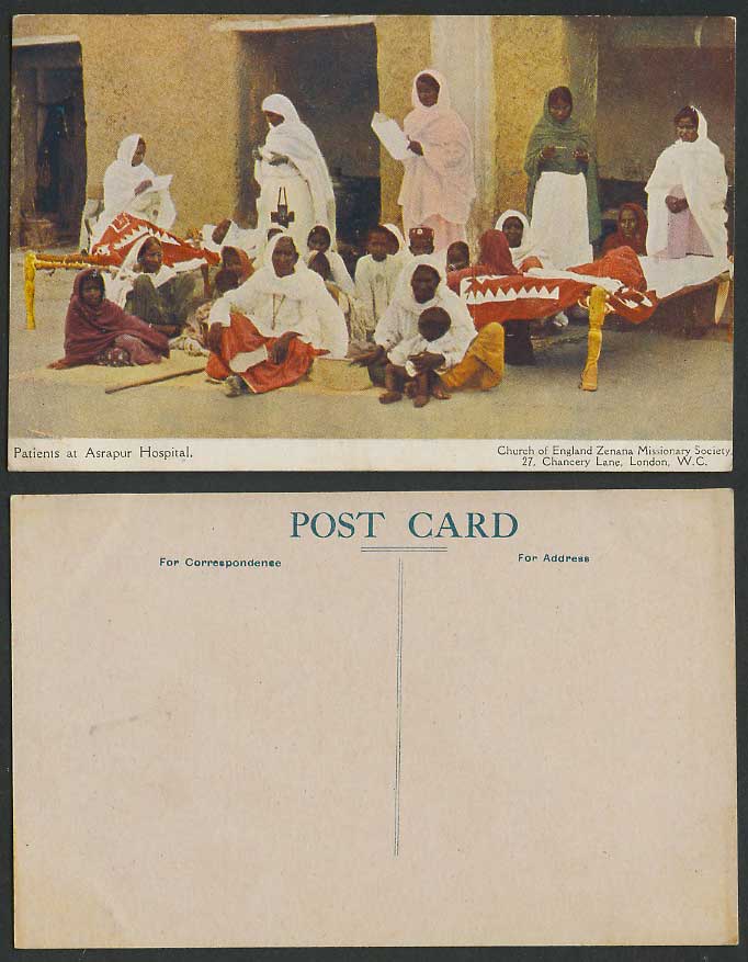 India Old Postcard Patients at Asrapur Hospital Church of England Zenana Mission