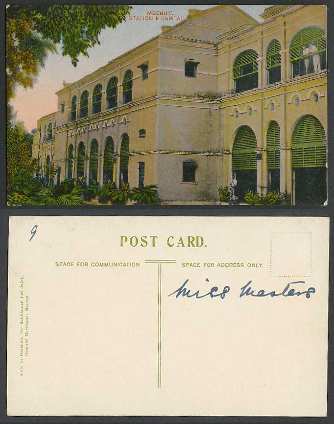 India Old Colour Postcard Meerut Meerutt, Station Hospital Building, Medical Man