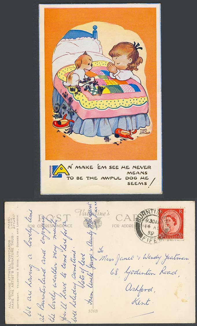 MABEL LUCIE ATTWELL 1959 Old Postcard Make Em See He Never Mean to be Awful 5763