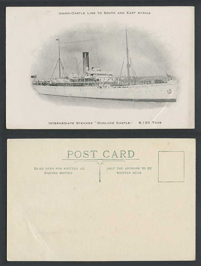 Union-Castle Line, Intermediate Steamer Dunluce Castle, Steam Ship Old Postcard