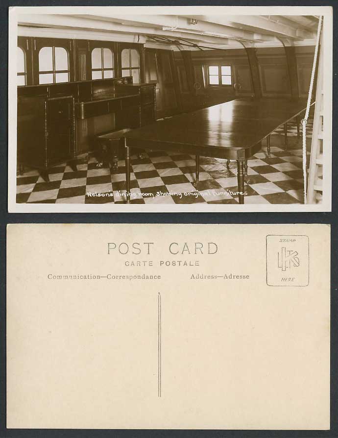 Nelson's Dining Room, showing Original Furniture H.M.S Victory Ship Old Postcard