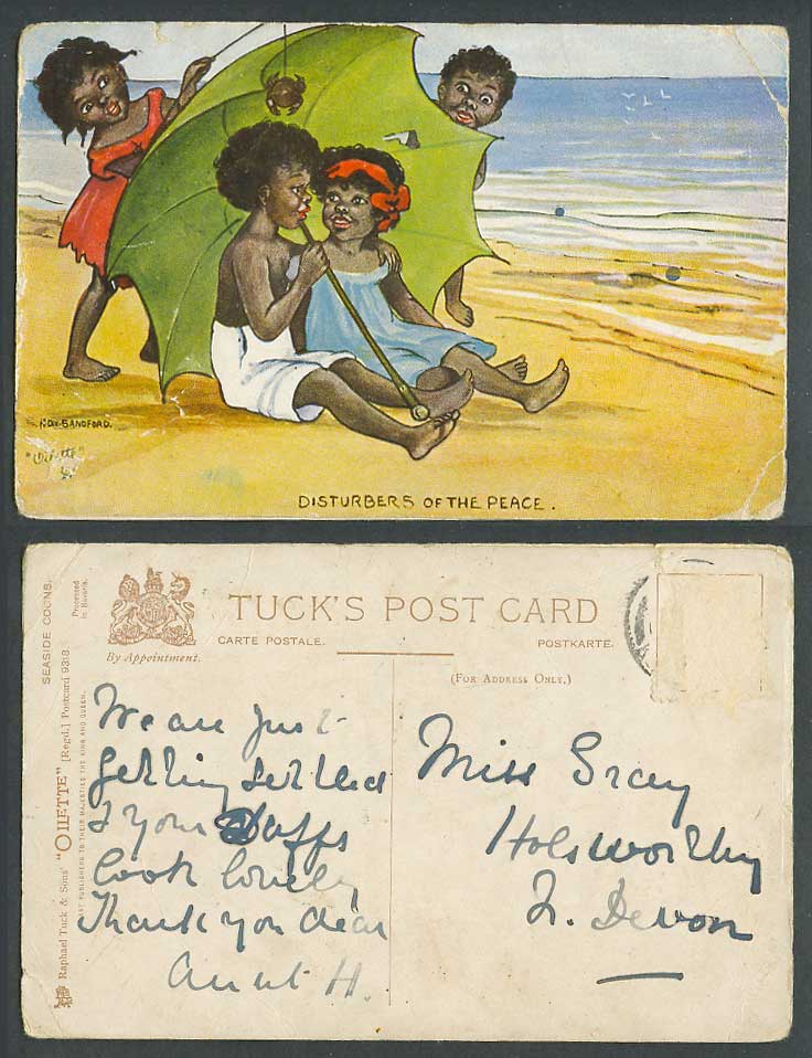 HD Sandford Black Boys Girls Disturbers of Peace Tuck Seaside Coons Old Postcard