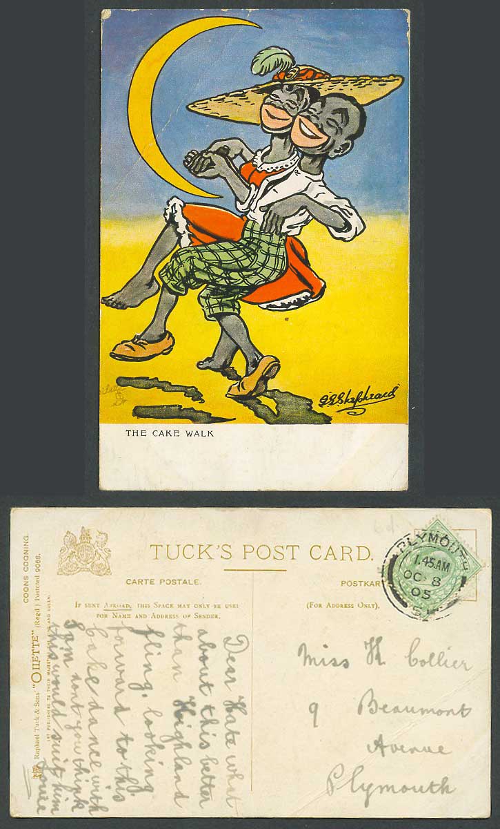 G.E. Shepheard Tuck's Coons Cooning The Cake Walk, Black Comic 1905 Old Postcard