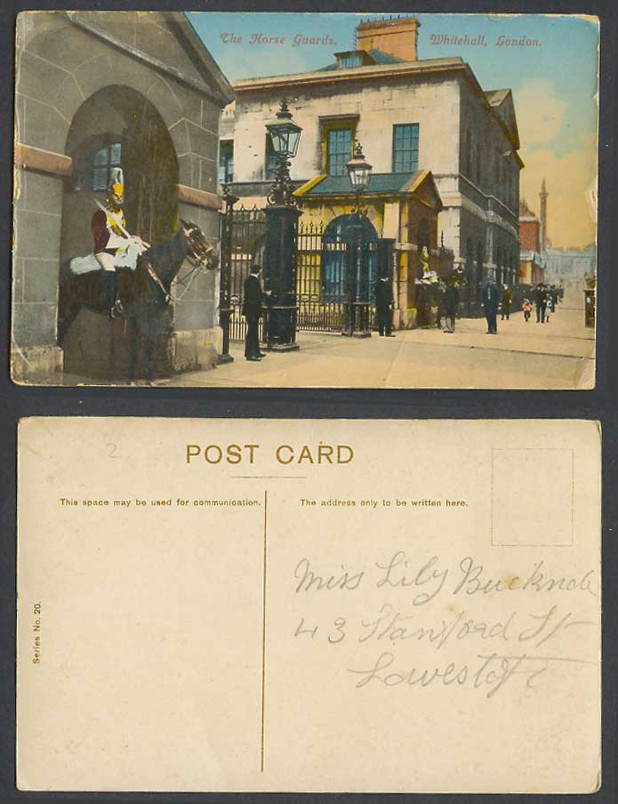 London Old Colour Postcard The Horse Guards Whitehall 11am Changing Guard Street