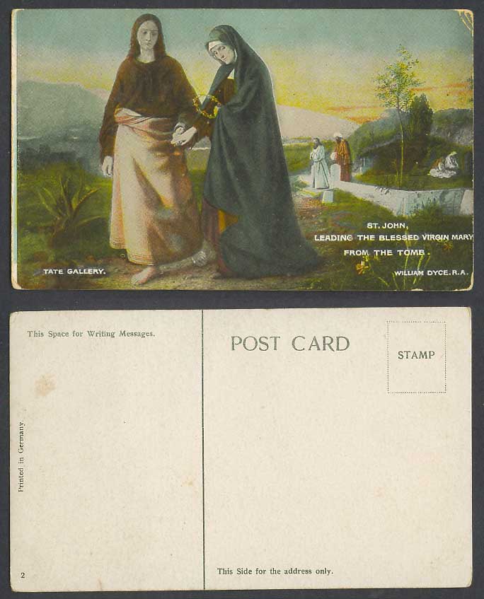 William Dyce RA, St. John leading the blessed Virgin Mary from Tomb Old Postcard