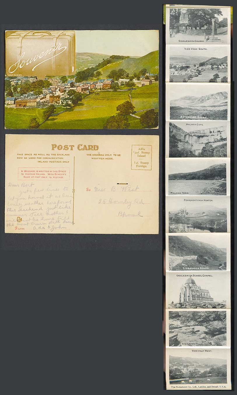 Settle Old Postcard Penyghent Giggleswick Scar Stainforth Bridge Malham TarnCove