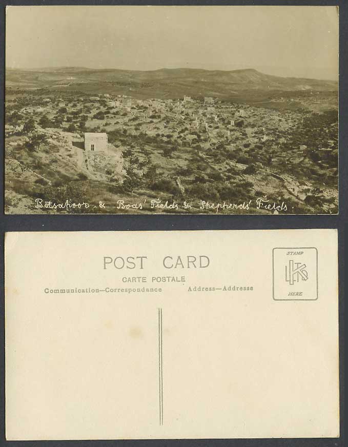 Palestine Old Real Photo Postcard Betsahood & Boas', Shepherd's Fields Bethlehem