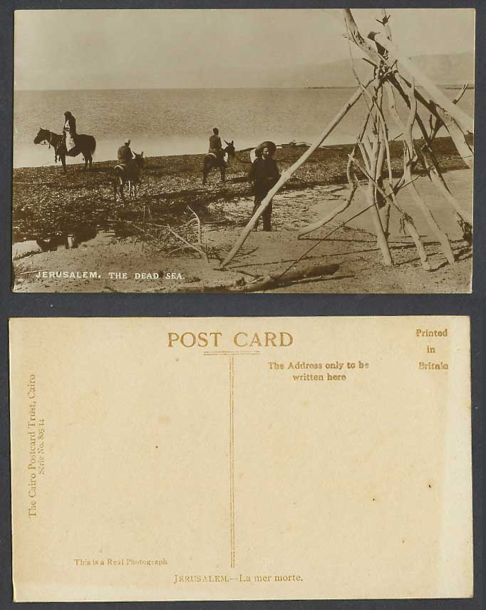 Palestine Old Real Photo Postcard Jerusalem, The Dead Sea, Horse & Donkey Riders