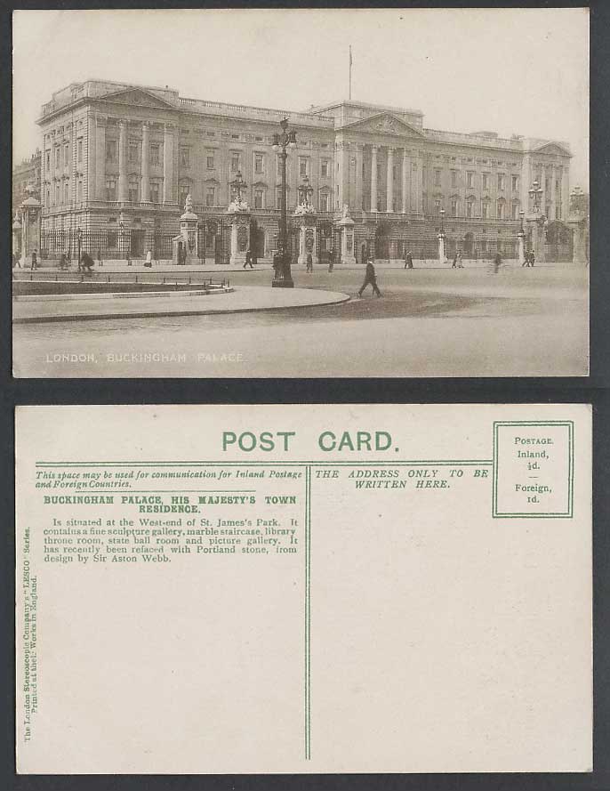 London Old Postcard Buckingham Palace His Majesty's Town Residence, Street Scene