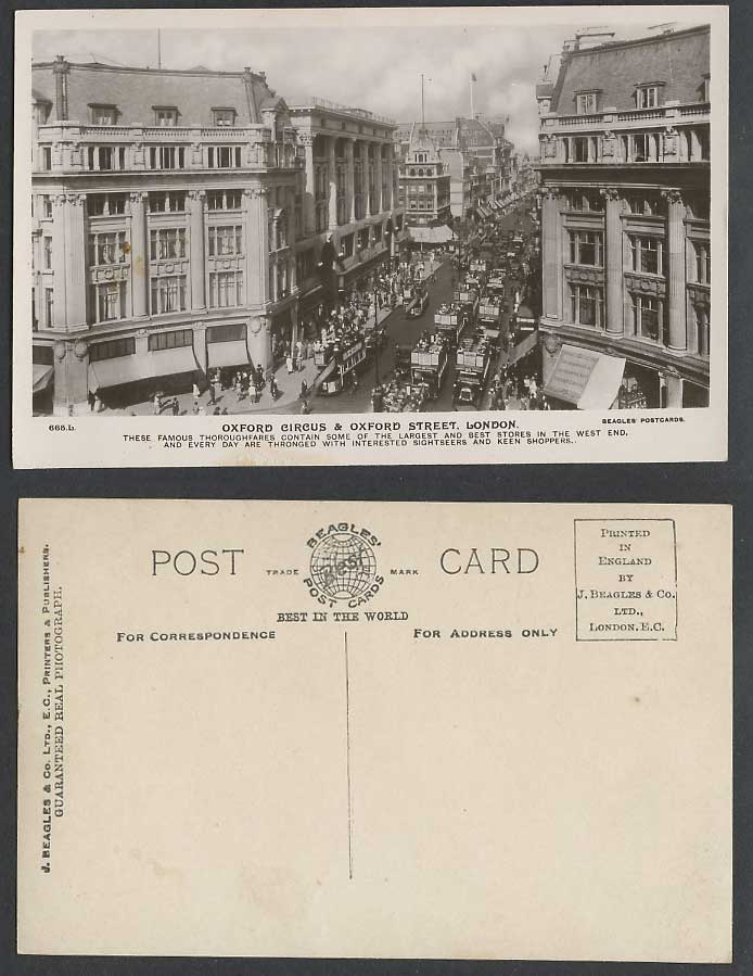 London Old Real Photo Postcard Oxford Circus Oxford Street Scene Stores West End