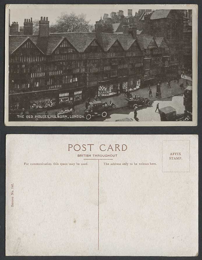 London Old Houses in Holborn Vintage Postcard Street Scene Motor Cars Shops 246.