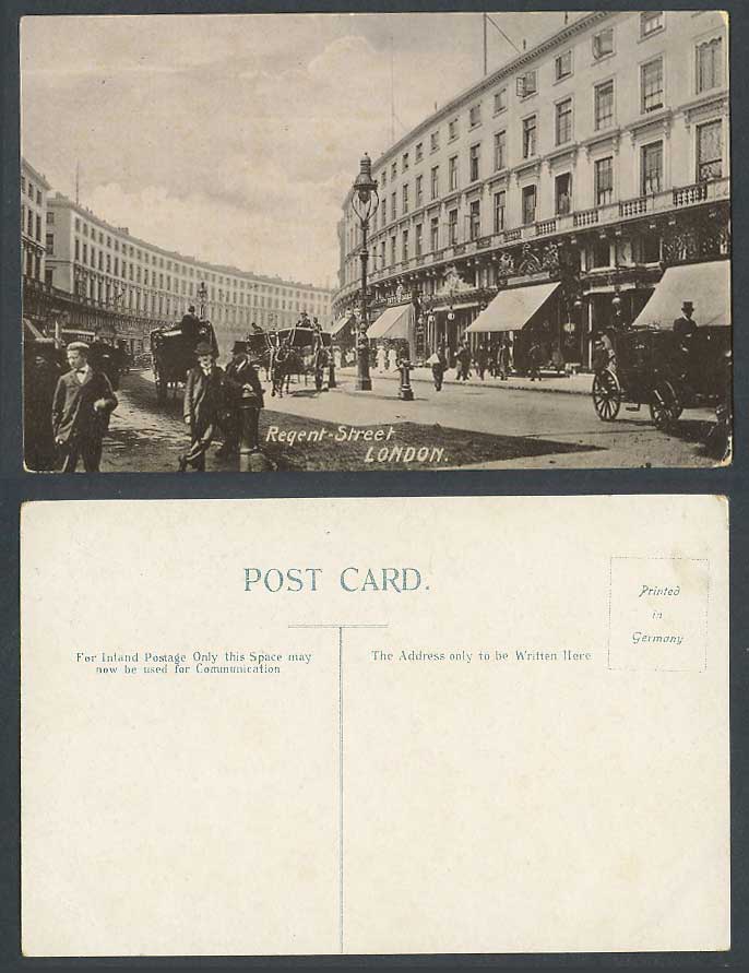 London Old Postcard Regent Street Scene Horses Horse Carts Toys Dolls Shop Store