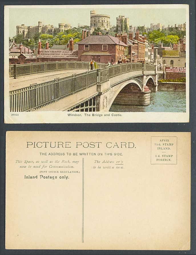 Windsor Castle and Bridge Old Colour Postcard River Scene Berkshire, Coal & Coke